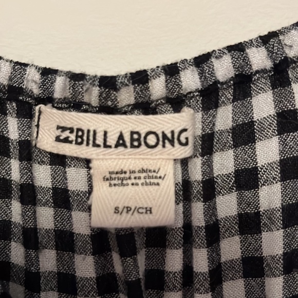 Billabong Black&White Plaid Chest Tie Flowy Spaghetti Strapped Tie Dress - Picture 3 of 3